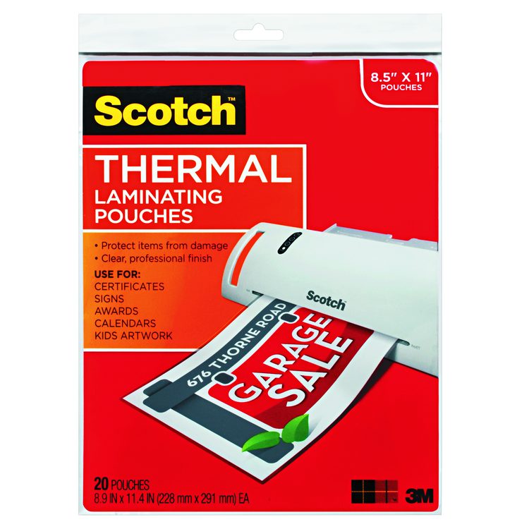 Laminating Pouches, 3 mil, 9" x 11.5", Gloss Clear, 20/Pack