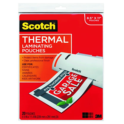 Laminating Pouches, 3 mil, 9" x 11.5", Gloss Clear, 20/Pack