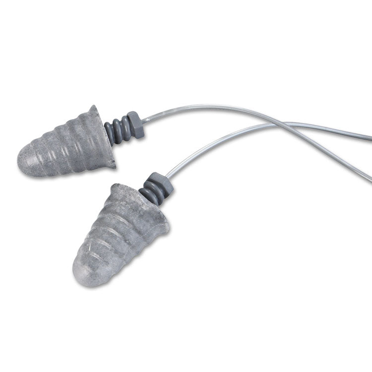 E-A-RSkull Screws Earplugs, Corded, Reusable, 32 dB NRR, One Size Fits Most, Silver Gray Threaded Bell Plugs, 120/Box