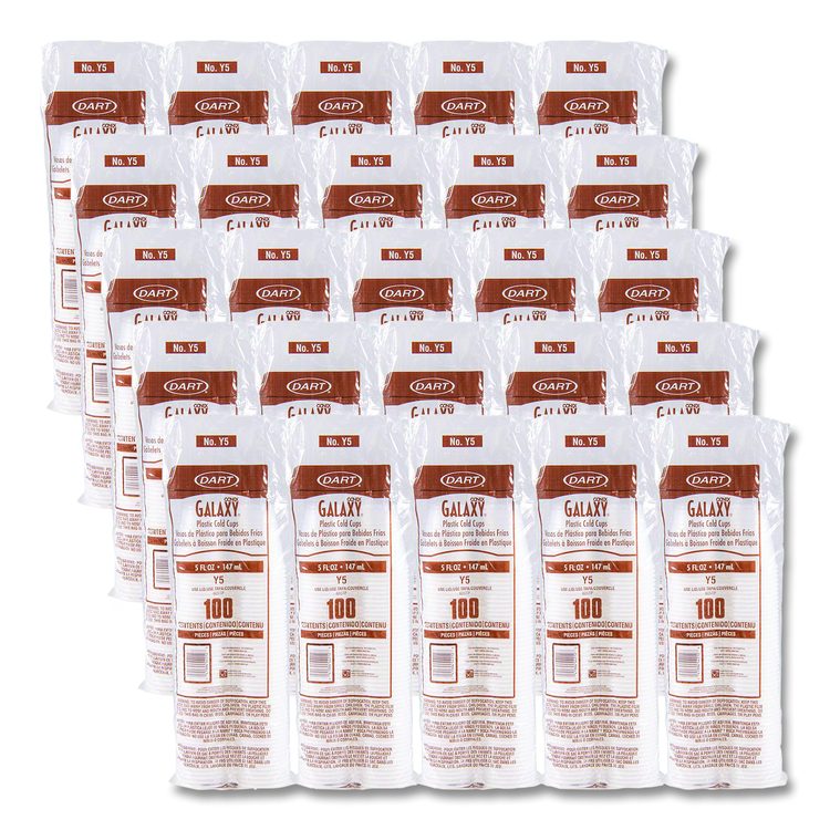 High-Impact Polystyrene Cold Cups, 5 oz, Plastic, Translucent, 100/Sleeve, 25 Sleeves/Carton
