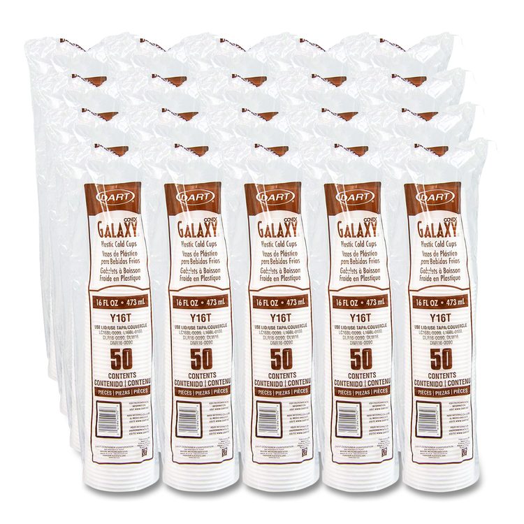 High-Impact Polystyrene Cold Cups, 16 oz, Plastic, Translucent, 50/Sleeve, 20 Sleeves/Carton