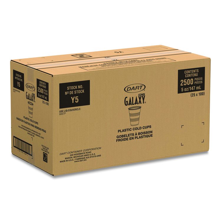 High-Impact Polystyrene Cold Cups, 5 oz, Plastic, Translucent, 100/Sleeve, 25 Sleeves/Carton