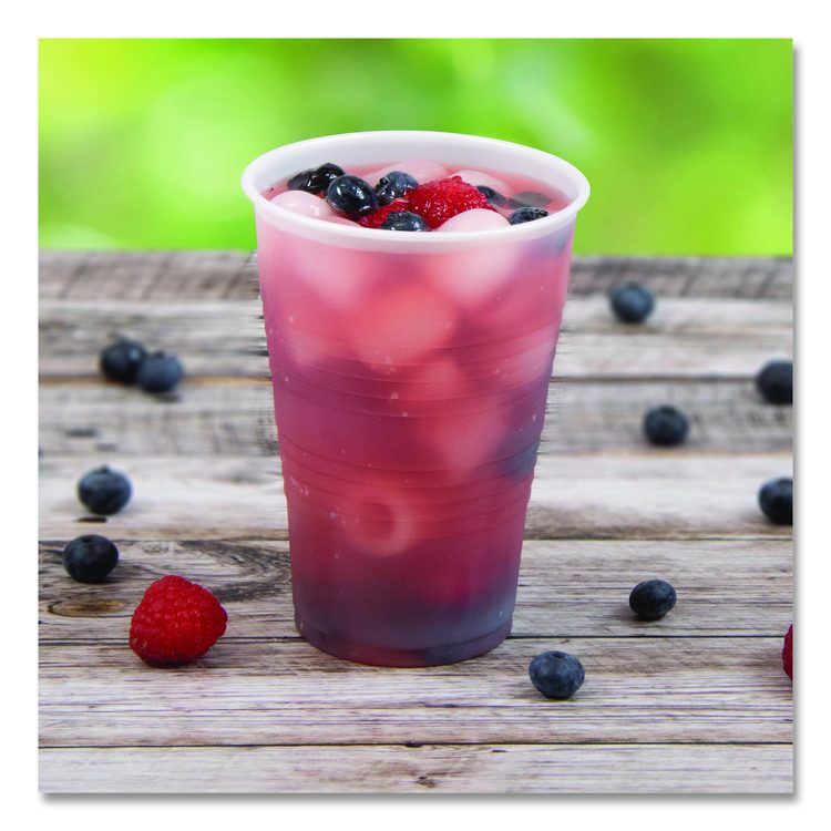 High-Impact Polystyrene Cold Cups, 16 oz, Plastic, Translucent, 50/Sleeve, 20 Sleeves/Carton