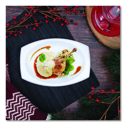 Quiet Classic Laminated Foam Dinnerware, Platter, 6.7 x 9.8, White, 500/Carton