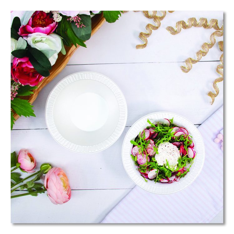 Quiet Classic Laminated Foam Dinnerware Bowls, 10 to 12 oz, White, 125/Pack, 8 Packs/Carton