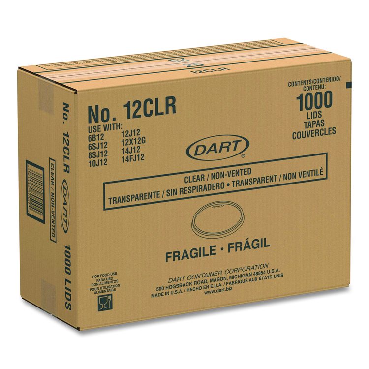 Non-Vented Cup Lids, Fits 10 oz to 14 oz Hot Cups/6 oz to 8 oz Food Containers/6 oz Bowls, Plastic, Clear, 1,000/Carton