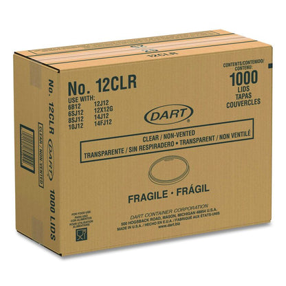 Non-Vented Cup Lids, Fits 10 oz to 14 oz Hot Cups/6 oz to 8 oz Food Containers/6 oz Bowls, Plastic, Clear, 1,000/Carton