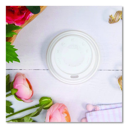 Cappuccino Dome Sipper Lids, Fits 12 oz Hot Cups, Plastic, White, 1,000/Carton