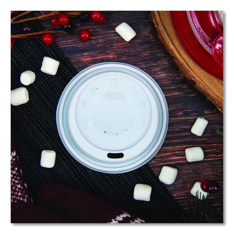 Cappuccino Dome Sipper Lids, Fits 12 oz Hot Cups, Plastic, White, 1,000/Carton