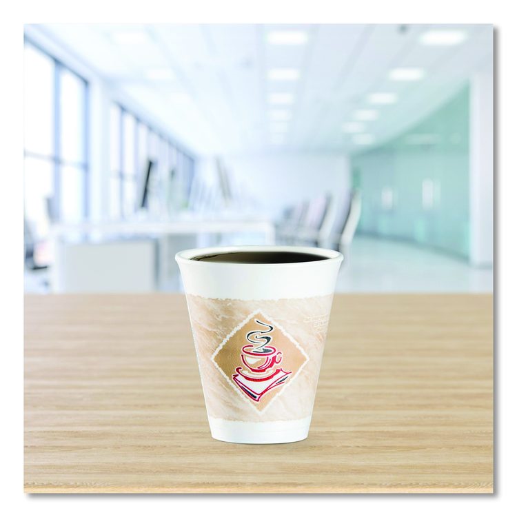 Cafe G Foam Hot/Cold Cups, 12 oz, Brown/Red/White, 1,000/Carton