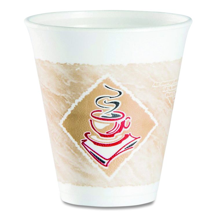 Cafe G Foam Hot/Cold Cups, 12 oz, Brown/Red/White, 1,000/Carton