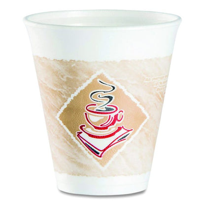 Cafe G Foam Hot/Cold Cups, 12 oz, Brown/Red/White, 1,000/Carton