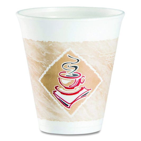 Cafe G Foam Hot/Cold Cups, 12 oz, Brown/Red/White, 1,000/Carton