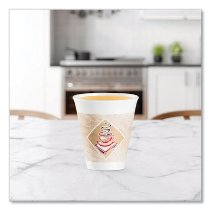 Cafe G Foam Hot/Cold Cups, 12 oz, Brown/Red/White, 1,000/Carton