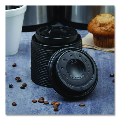 Cappuccino Dome Sipper Lids, Fits 12 oz to 24 oz Hot Cups, Plastic, Black, 100/Pack, 10 Packs/Carton