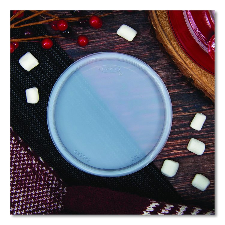 Non-Vented Cup Lids, Fits 5 oz to 16 oz Food Containers/30 oz to 32 oz Hot Cups, Plastic, Translucent, 100/Pack, 10 Packs/CT