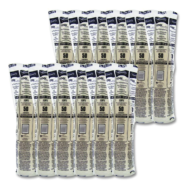 Polypropylene Cups, Cold Cups, 20 oz, Plastic, Clear, 50/Bag, 12 Bags/Carton