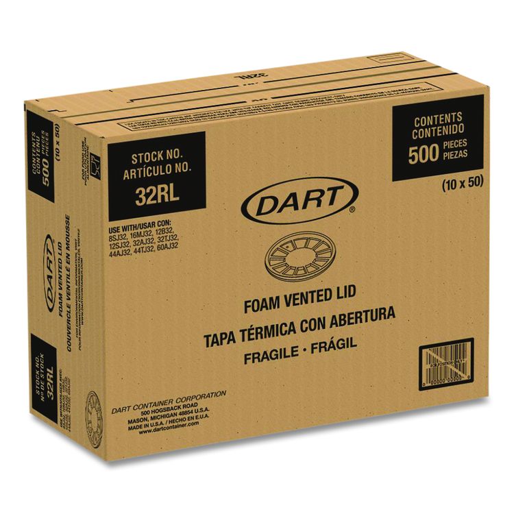 Vented Foam Lids, 8 oz to 60 oz Hot Cups, White, 50/Pack, 10 Packs/Carton