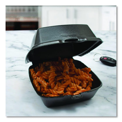 Foam Hinged Lid Containers, Large Sandwich, 6 x 5.9 x 3, Black, 125/Bag, 4 Bags/Carton