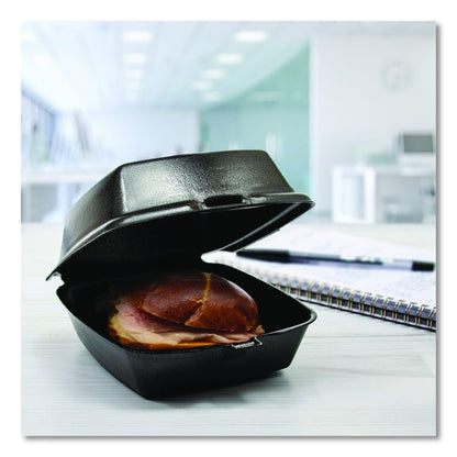 Foam Hinged Lid Containers, Large Sandwich, 6 x 5.9 x 3, Black, 125/Bag, 4 Bags/Carton