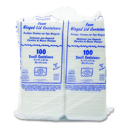 Foam Hinged Lid Containers, 7.5 x 8 x 2.2, White, 200/Carton