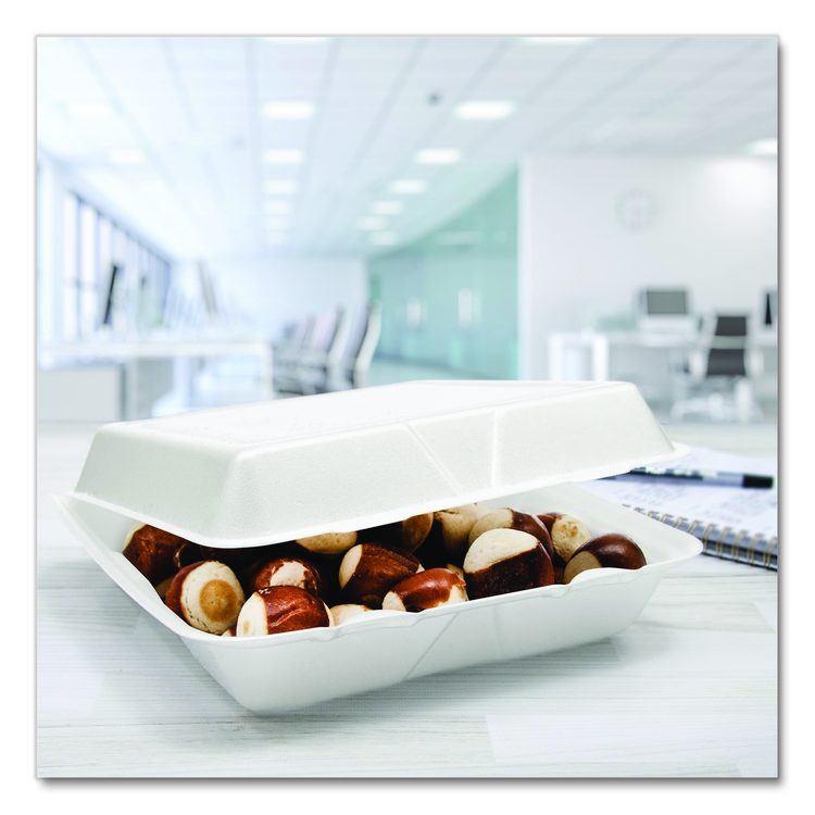 Foam Hinged Lid Containers, 9.25 x 9.5 x 3, 200/Carton