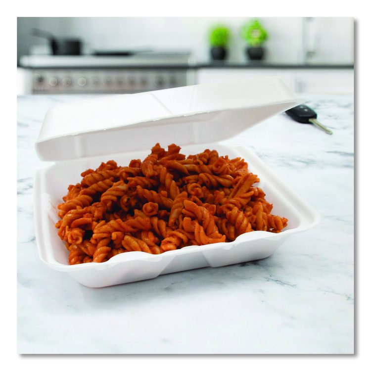 Foam Hinged Lid Containers, 9.25 x 9.5 x 3, 200/Carton