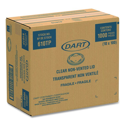 Plastic Flat Cold Cup Lid, No Straw Slot, Fits 9 oz to 10 oz Cold Cups, Plastic, Clear, 1,000/Carton