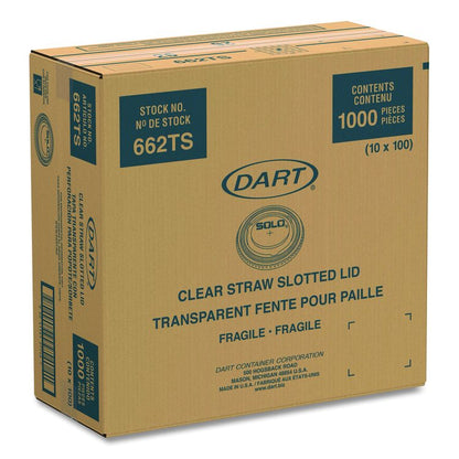 Straw-Slot Cold Cup Lids, Fits 9 oz to 20 oz Cold Cups, Plastic, Clear, 100/Pack