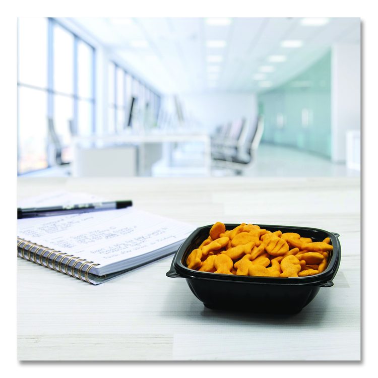 PresentaBowls Pro Black Square Bowls, 8 oz, 5 x 5 x 1.5, Plastic, 63/Bag, 8 Bags/Carton