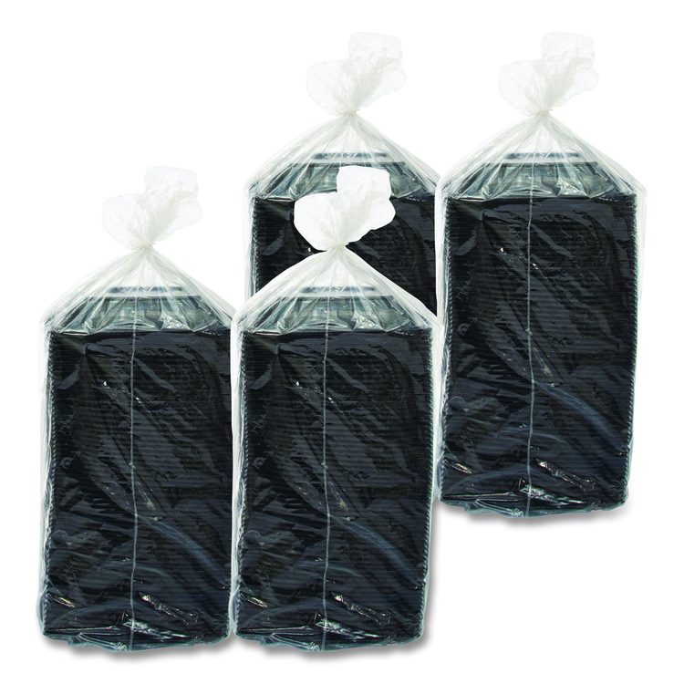 PresentaBowls Pro Black Square Bowls, 24 oz, 8.5 x 8.5 x 1.8, Plastic, 63/Bag, 4 Bags/Carton
