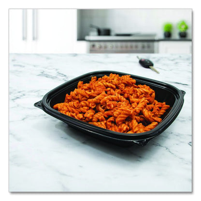 PresentaBowls Pro Black Square Bowls, 24 oz, 8.5 x 8.5 x 1.8, Plastic, 63/Bag, 4 Bags/Carton
