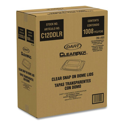 ClearPac Clear Container Lids, Dome, 4.9 x 5.9, Clear, Plastic, 63/Pack, 16 Packs/Carton