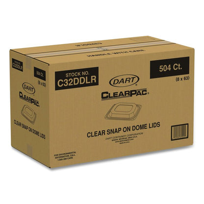 ClearPac Clear Container Lids, Dome, 6.5 x 7.5, Clear, Plastic, 63/Pack, 8 Packs/Carton