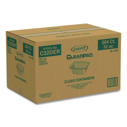 ClearPac Containers, 32 oz, 9.4 x 6.8 x 2.1, Plastic, 63/Pack, 8 Pack/Carton