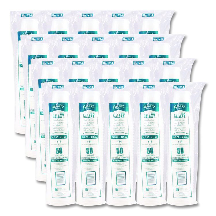 High-Impact Polystyrene Cold Cups, 14 oz, Plastic, Translucent, 50/Sleeve, 20 Sleeves/Carton