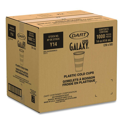 High-Impact Polystyrene Cold Cups, 14 oz, Plastic, Translucent, 50/Sleeve, 20 Sleeves/Carton