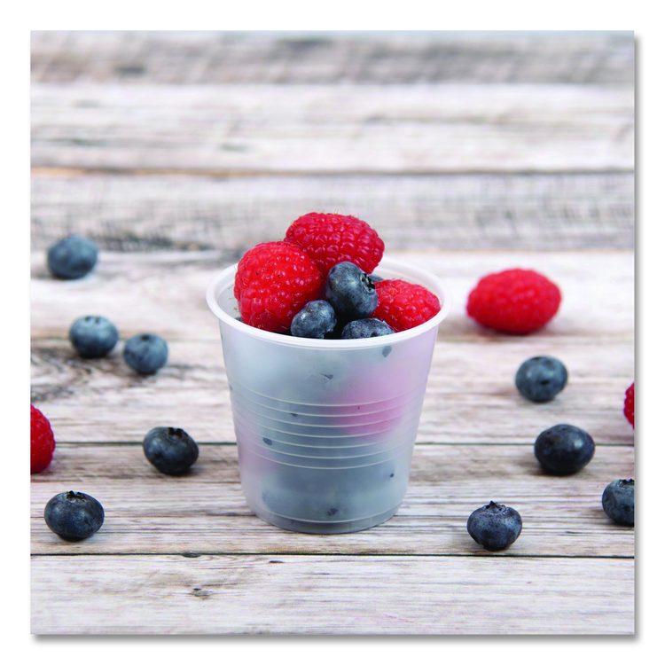 High-Impact Polystyrene Cold Cups, 3.5 oz, Plastic, Translucent, 100/Sleeve, 25 Sleeves/Carton