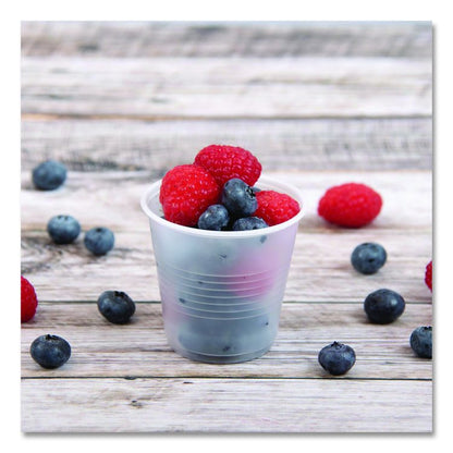 High-Impact Polystyrene Cold Cups, 3.5 oz, Plastic, Translucent, 100/Sleeve, 25 Sleeves/Carton