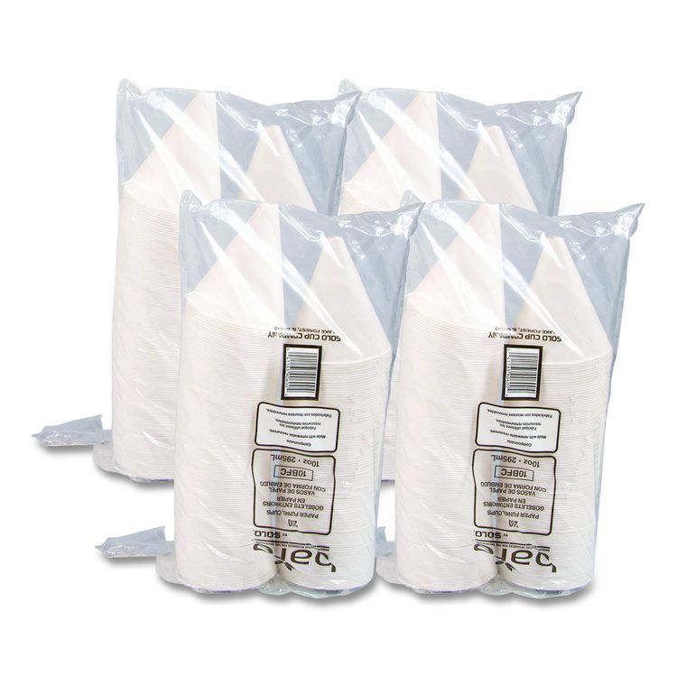 Bare Eco-Forward Treated Paper Funnel Cups, ProPlanet Seal, 10 oz, White, 250/Bag, 4 Bags/Carton