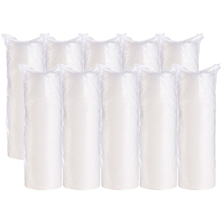 Non-Vented Cup Lids, Fits 5 oz to 16 oz Food Containers/30 oz to 32 oz Hot Cups, Plastic, Translucent, 100/Pack, 10 Packs/CT
