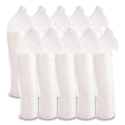 Vented Foam Lids, 8 oz to 60 oz Hot Cups, White, 50/Pack, 10 Packs/Carton