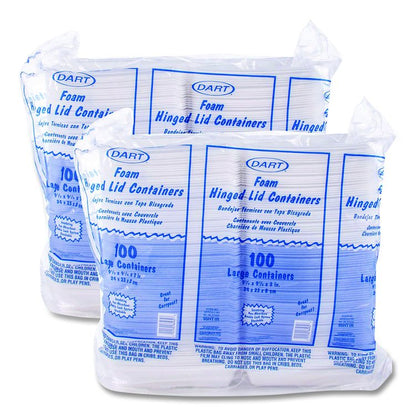 Foam Hinged Lid Containers, 9.25 x 9.5 x 3, 200/Carton