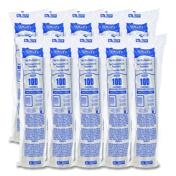 Non-Vented Cup Lids, Fits 9 oz to 22 oz Cold Cups, Plastic, Clear, 1,000/Carton
