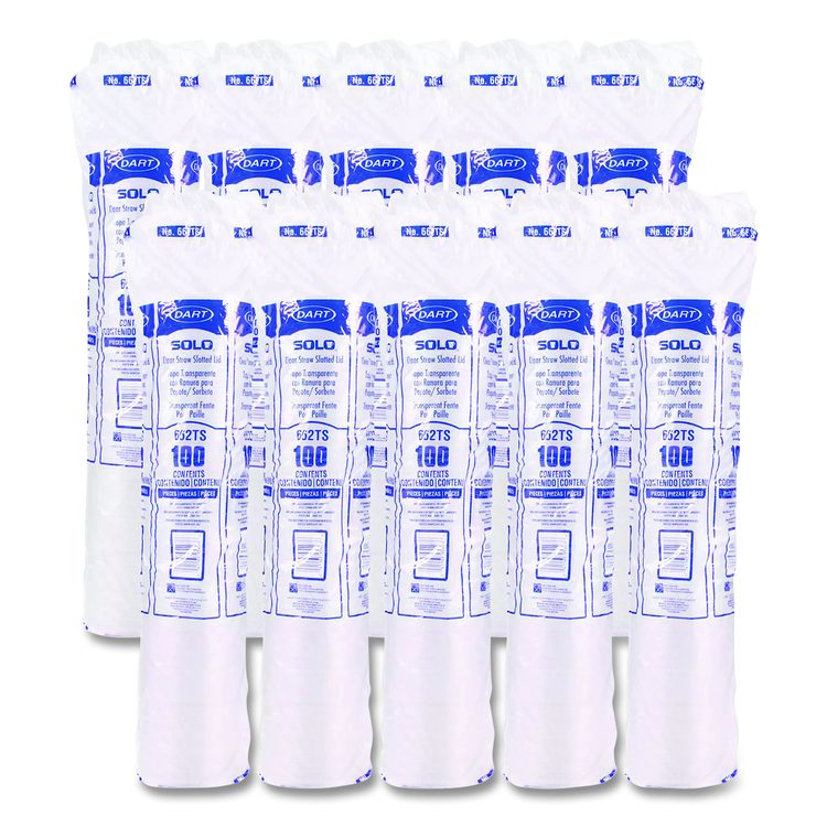 Straw-Slot Cold Cup Lids, Fits 9 oz to 20 oz Cold Cups, Plastic, Clear, 100/Pack