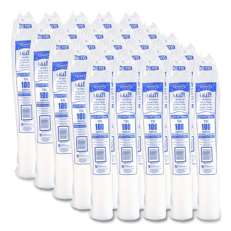 High-Impact Polystyrene Cold Cups, 3.5 oz, Plastic, Translucent, 100/Sleeve, 25 Sleeves/Carton