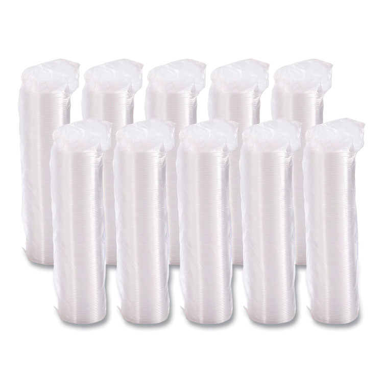 Non-Vented Cup Lids, Fits 10 oz to 14 oz Hot Cups/6 oz to 8 oz Food Containers/6 oz Bowls, Plastic, Clear, 1,000/Carton