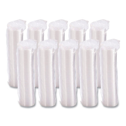 Non-Vented Cup Lids, Fits 10 oz to 14 oz Hot Cups/6 oz to 8 oz Food Containers/6 oz Bowls, Plastic, Clear, 1,000/Carton