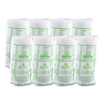 Mediumweight Foam Dinnerware, Plate, 6" dia, White, 125/Pack