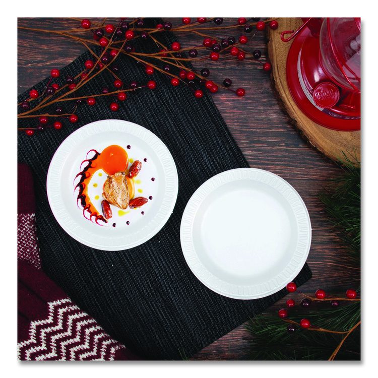 Mediumweight Foam Dinnerware, Plate, 6" dia, White, 125/Pack